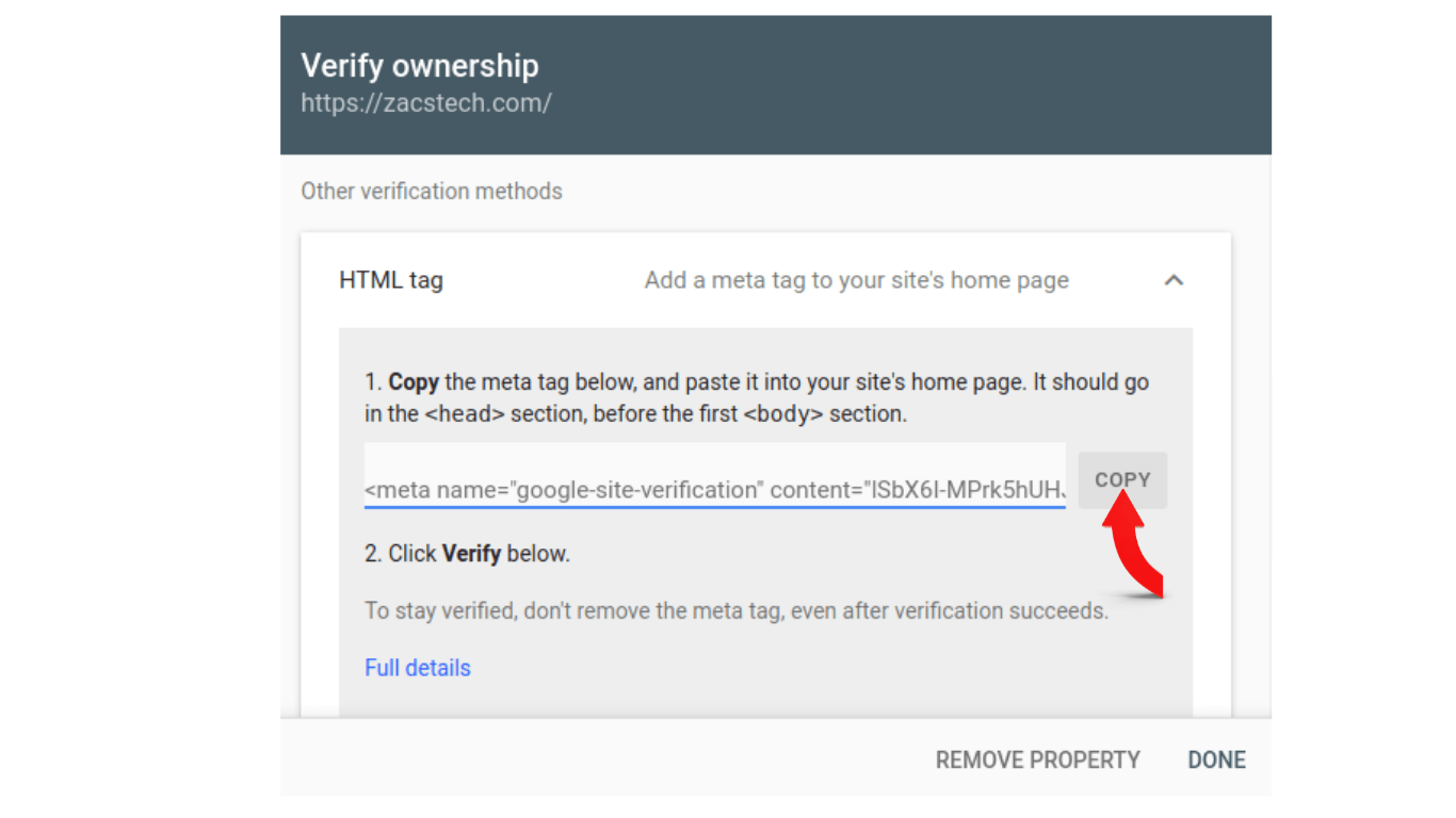 Google Search Console Verify Ownership