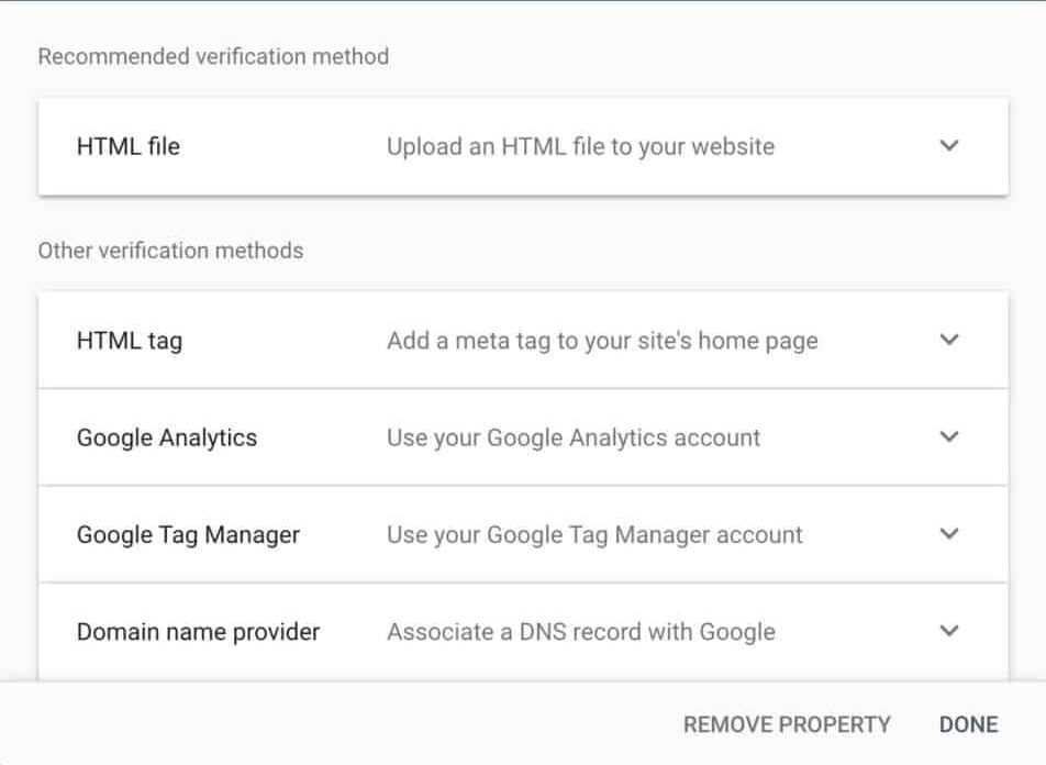 Google Search Console Verification Methos