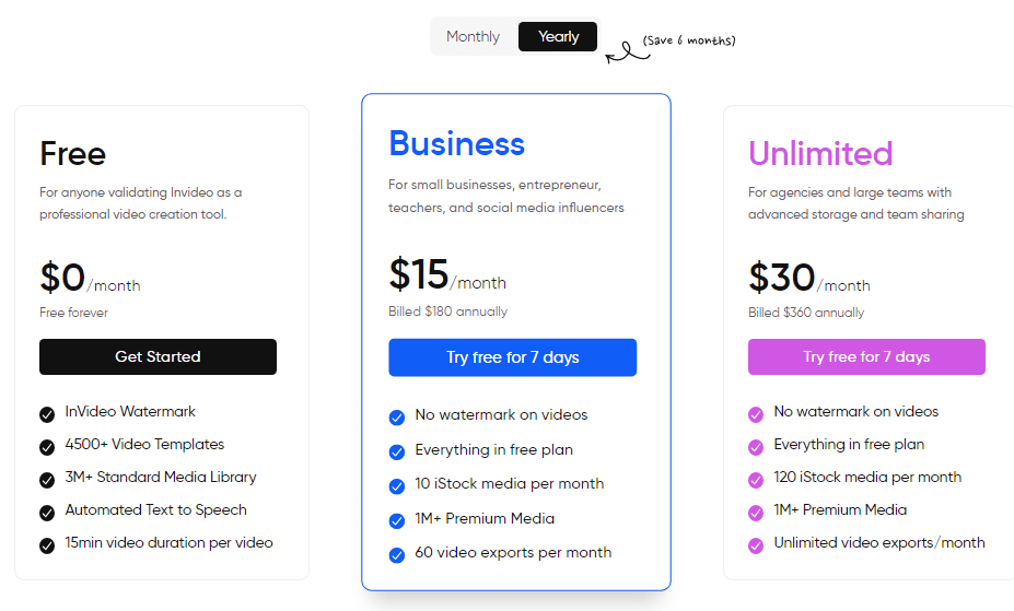 InVideo-Pricing