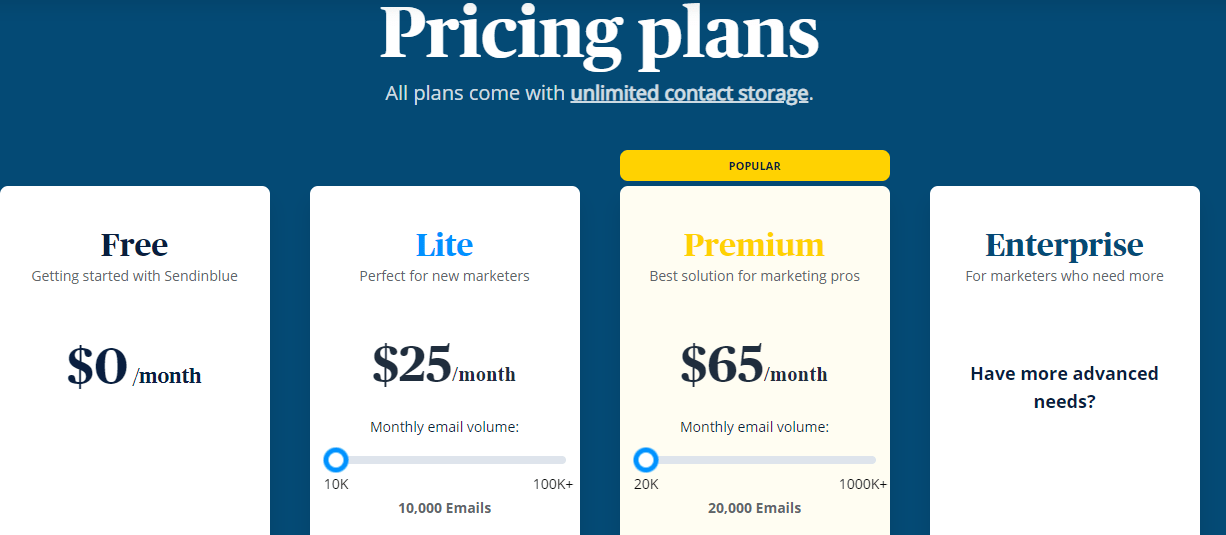 Sendinblue Pricing Plans