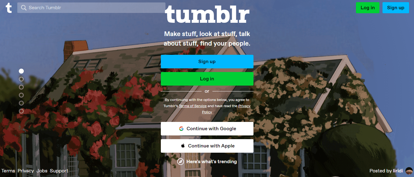 Best Free Blogging Sites - Tumblr Homepage