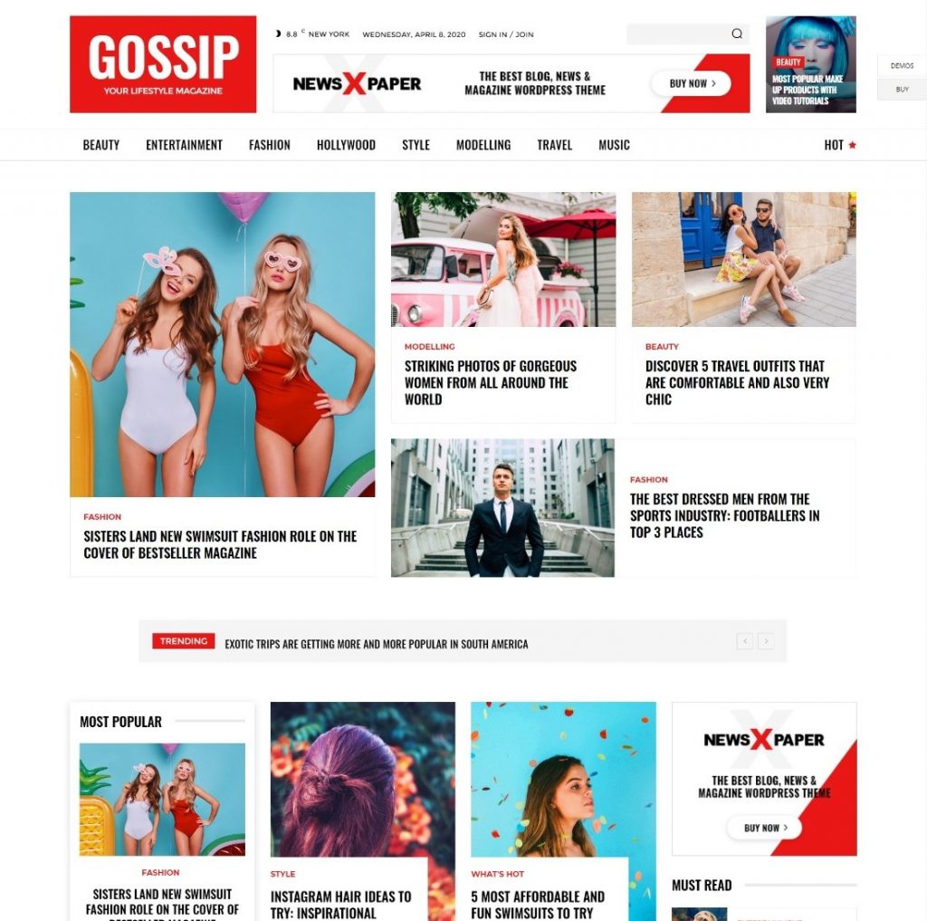 newspaper gossip theme template