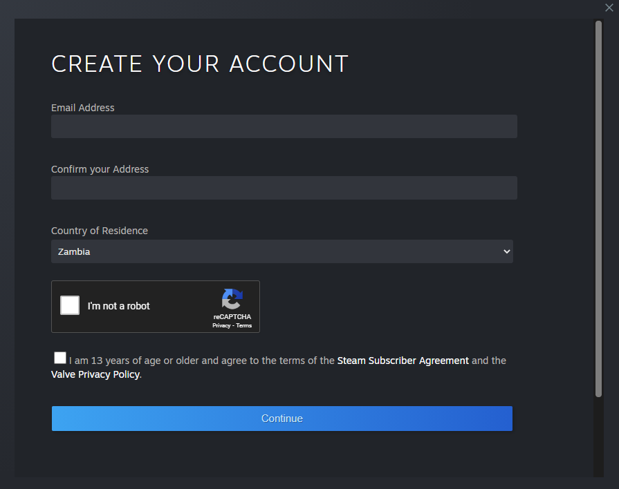 Create a Steam Account
